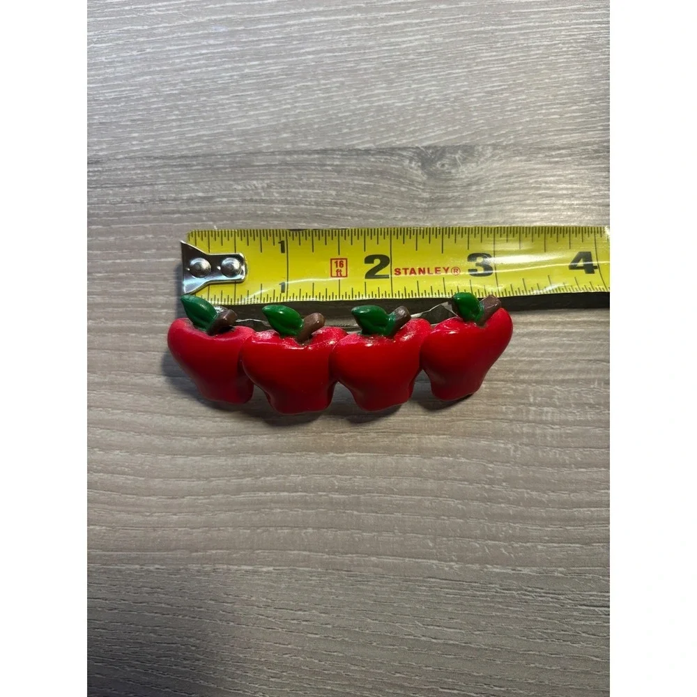 Vintage Red Apple Hair‎ Barrette French Clip Teacher Fruit Accessory 3.25